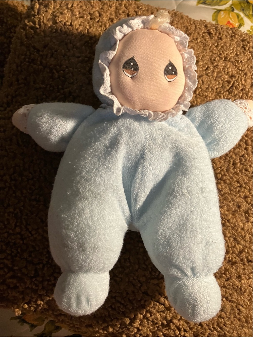 Dakin Precious Moments Terry Cloth Doll Blue Baby Boy Avon 1995 Plush Terrycloth